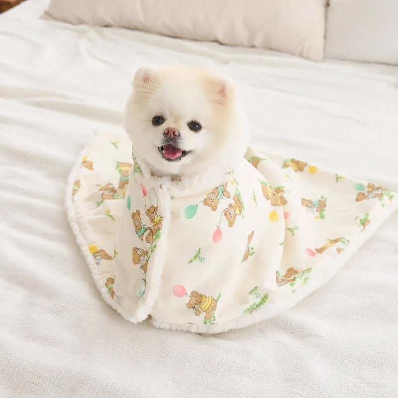 top image of dog wearing Winter Warm Dog Blanket