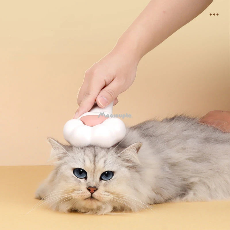 front image of using Paw-Style Pet Grooming Brush on cat