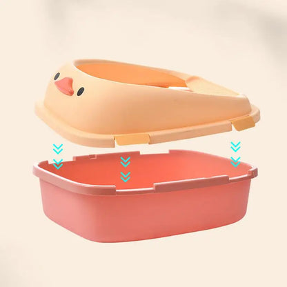 front image of Duck-Style Cat Litter Box showing the upper part and bottom part