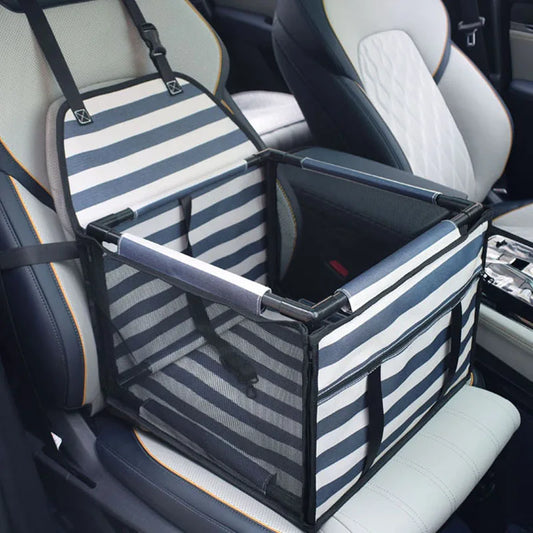 image of blue and white strips Waterproof Car Basket Dog Carrier