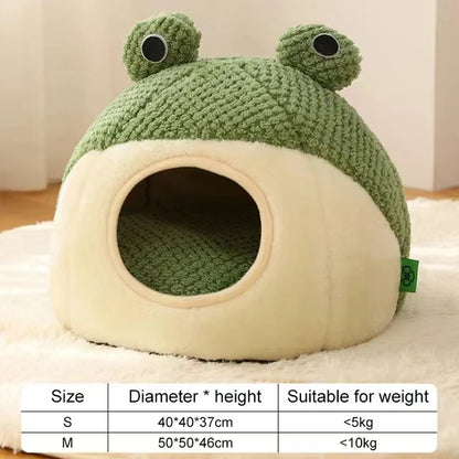 Cute Frog Warm Fully Enclosed Pet House with Dimensions