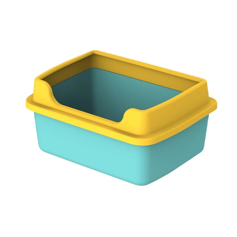 Yellow and Green Color Anti-Splash Cat Litter Box Image 