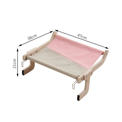 image of dimensions of Sturdy Wooden Hanging Cat Bed