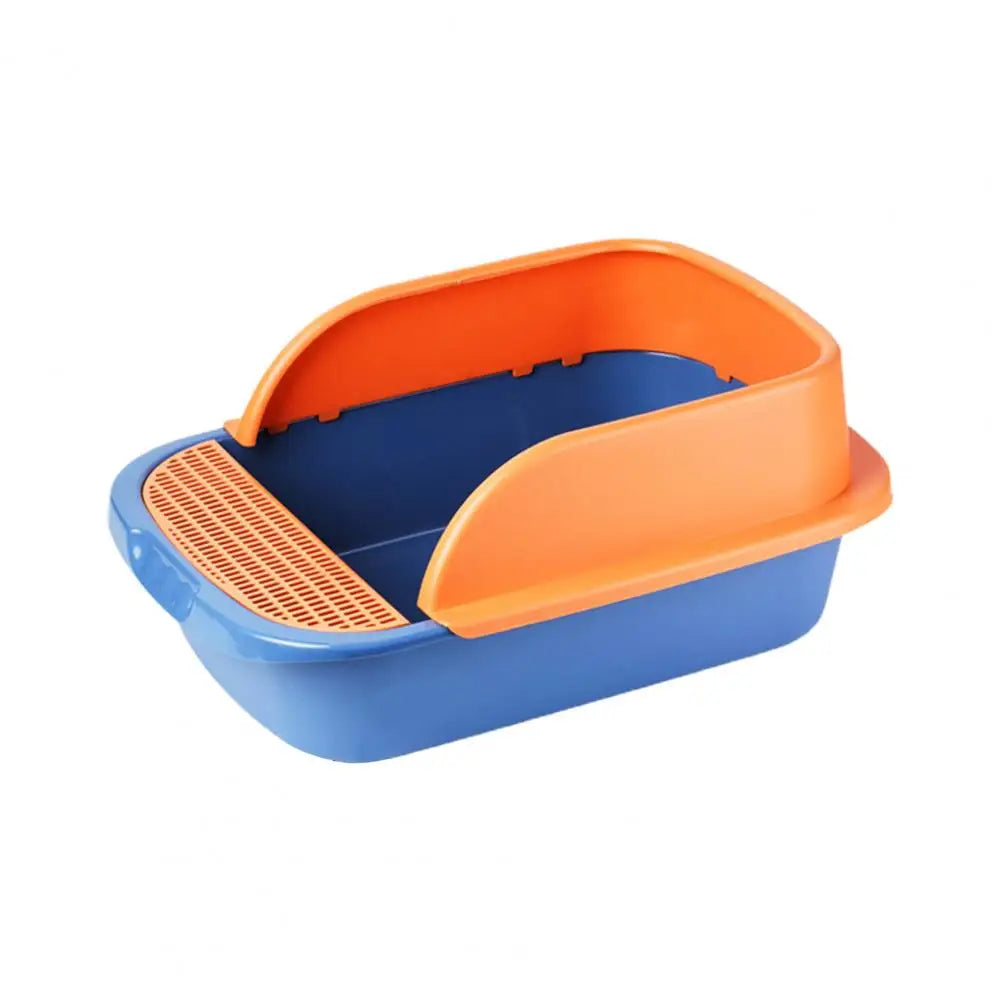 side image of orange and blue color Colorful Anti-Splash Cat Litter Box