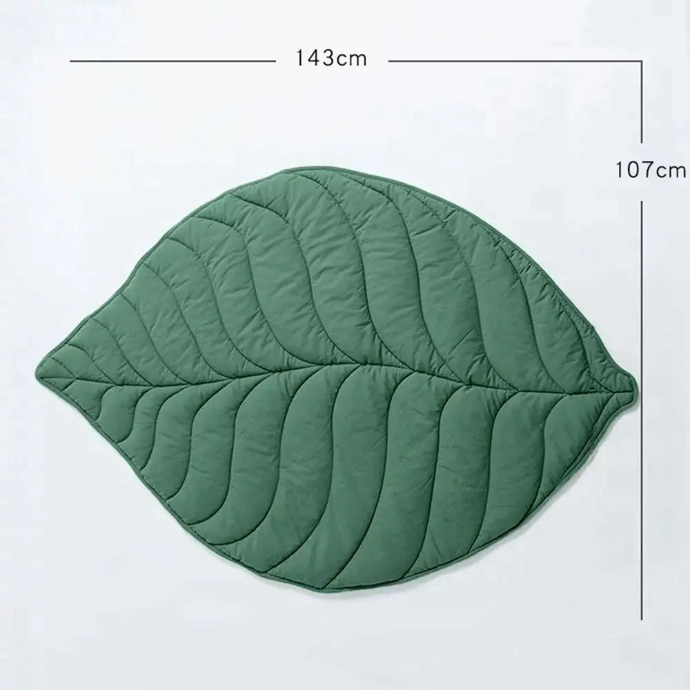 image of green color Leaf Shape Pet Blankets with dimensions