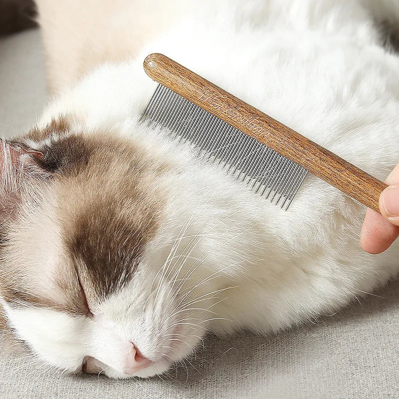 image showing using Stainless Steel Pet Hair Comb on a cat