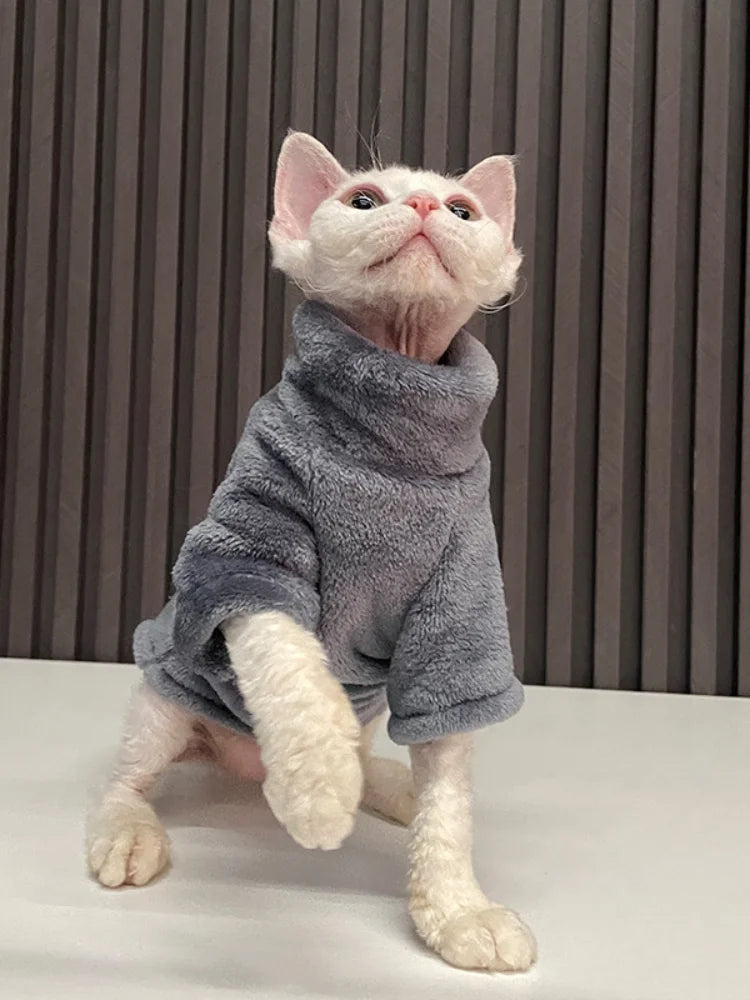 front image of grey color Winter Warm Cat Sweater