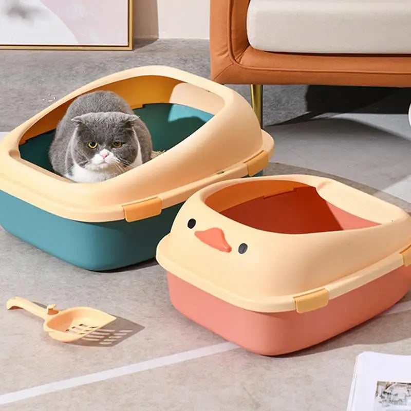 front image of two different colors Duck-Style Cat Litter Box