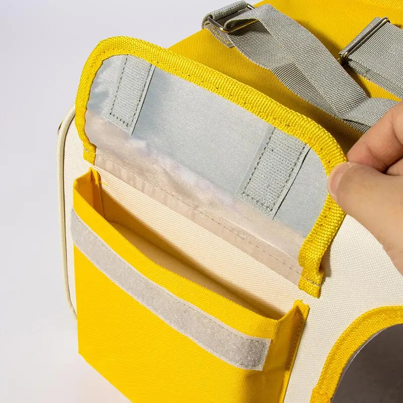 close up side image of Portable Travel Pet Carrier showing the side pocket