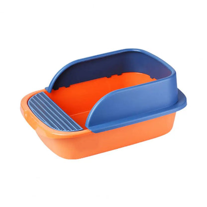 side image of blue and orange color Colorful Anti-Splash Cat Litter Box