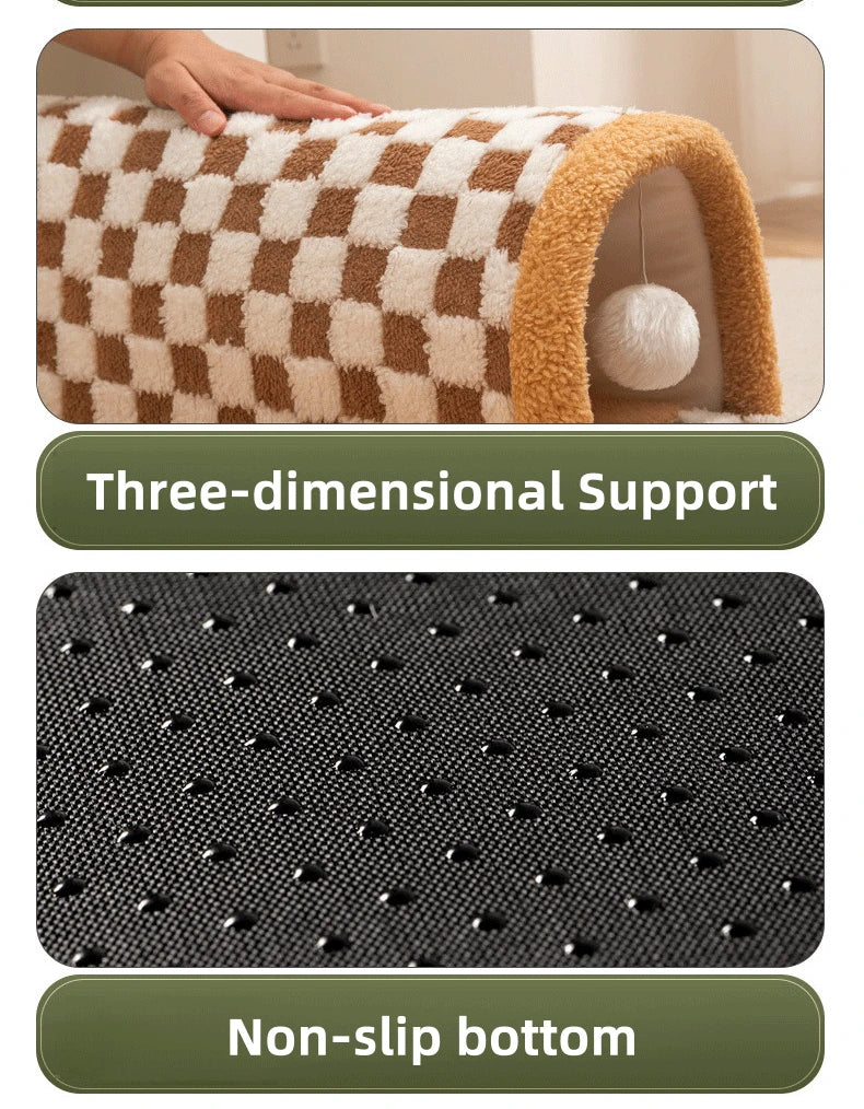 Detachable Cat Tunnel Carpet with Teaser Balls Image Showing Product Details