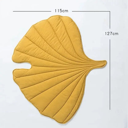 image of yellow color Leaf Shape Pet Blankets with dimensions