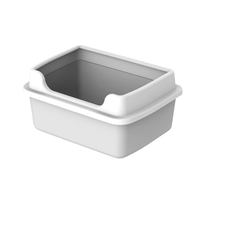 White and Grey Color Anti-Splash Cat Litter Box Image