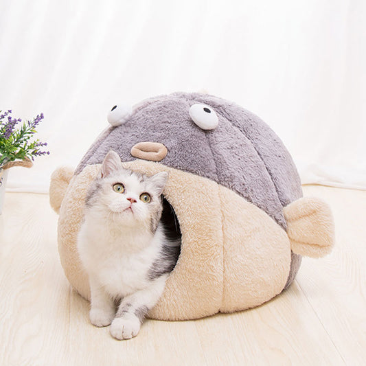 Fish-Style Cat House with cat inside front image