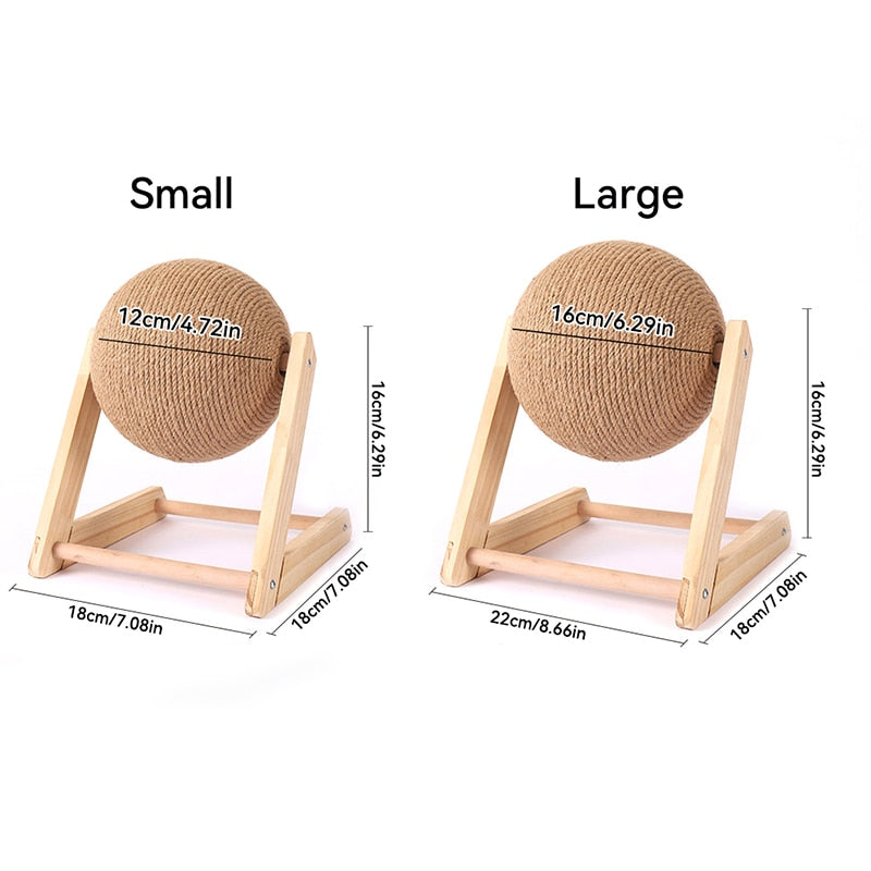 two different sizes of Elevated Cat Scratching Balls image showing dimensions