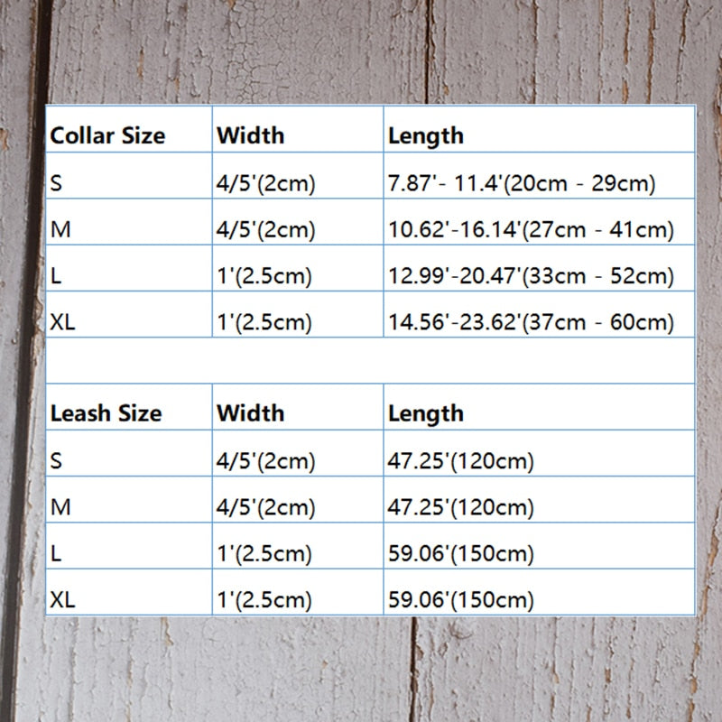 Dots Bow Tie Collar and Leash dimension chart